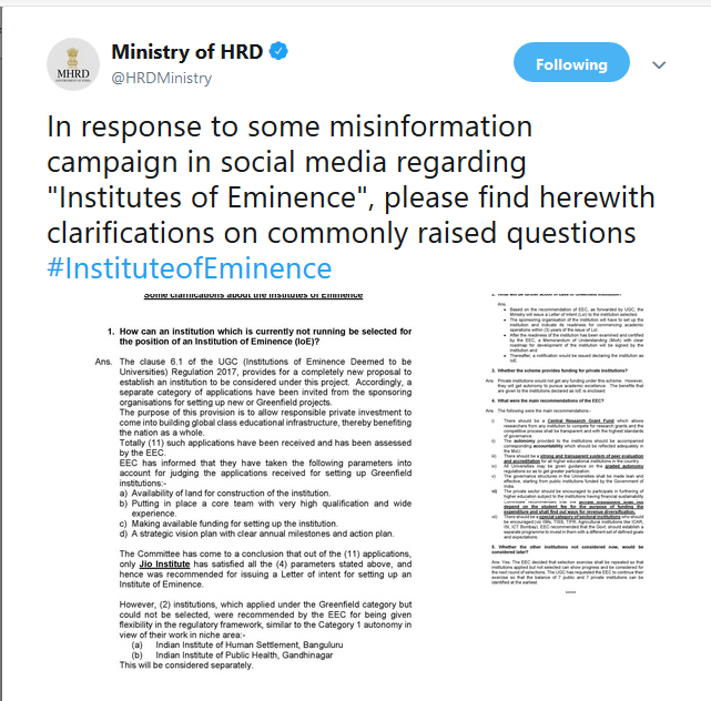 Minister Tweet Screenshot