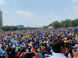 रविदास मंदिर गिराए जाने का विरोध करता रविदास समाज