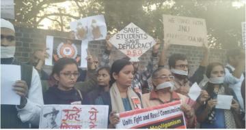 Members of ABVP Interrupt Protest Against Violence