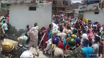 खोरी गांव: पुनर्वास के बिना घर तोड़े जाने का विरोध कर रहे लोगों पर पुलिस का लाठीचार्ज, चढूनी के नेतृत्व में धरना