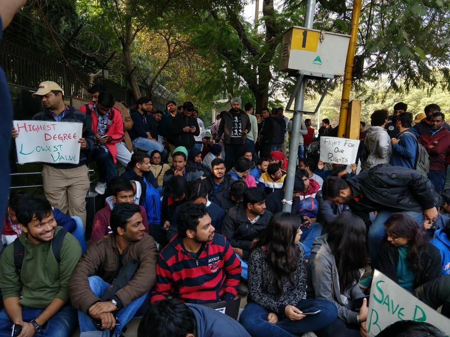 students protesting outside Department of Science and Technology