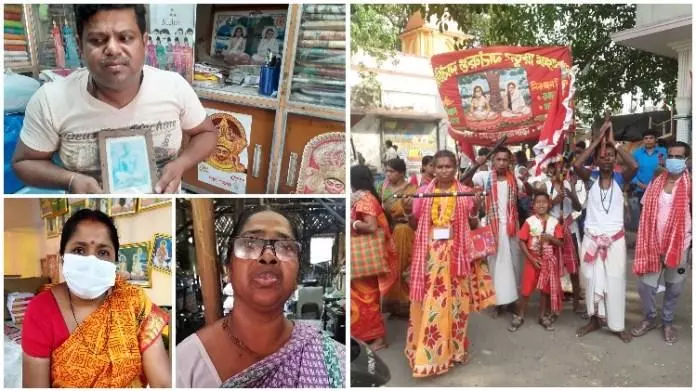 (क्लॉकवाइज) सुब्रत बिस्वास, बरौनी मेला का उत्सव, सुधा डे और शिल्पी रॉय | श्रेय: स्नेहाशीष मिस्त्री और ईन्यूज़रूम