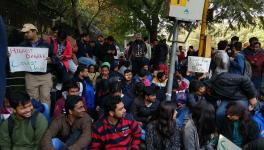 students protesting outside Department of Science and Technology 